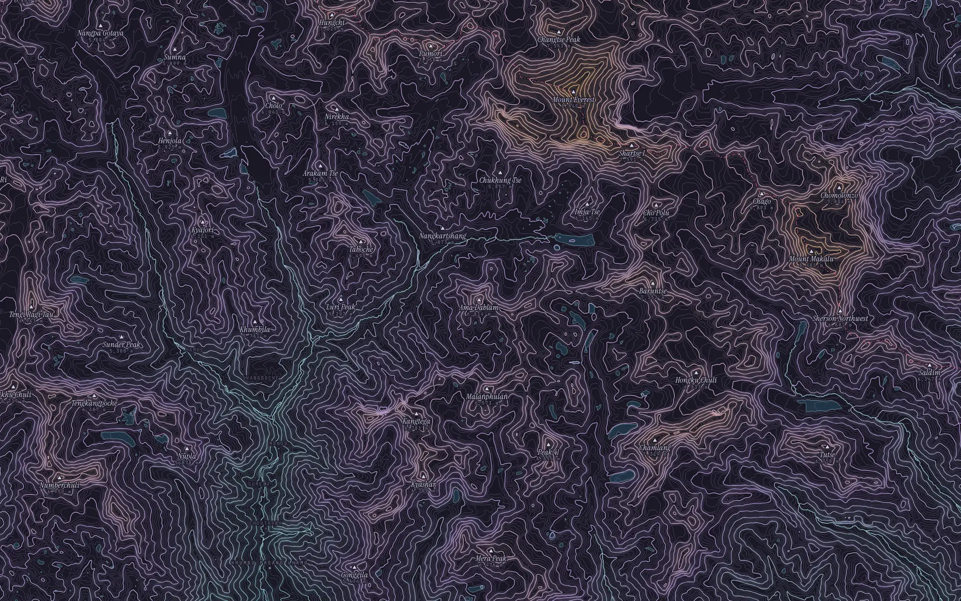 Contour map of Ama Dablam