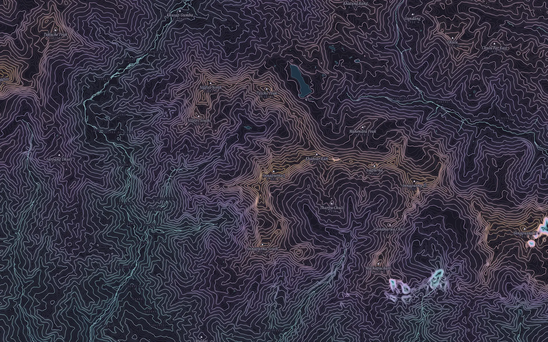 Contour map of Annapurna