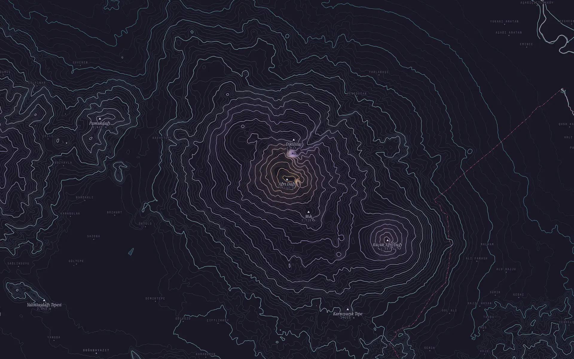 Contour map of Mount Ararat