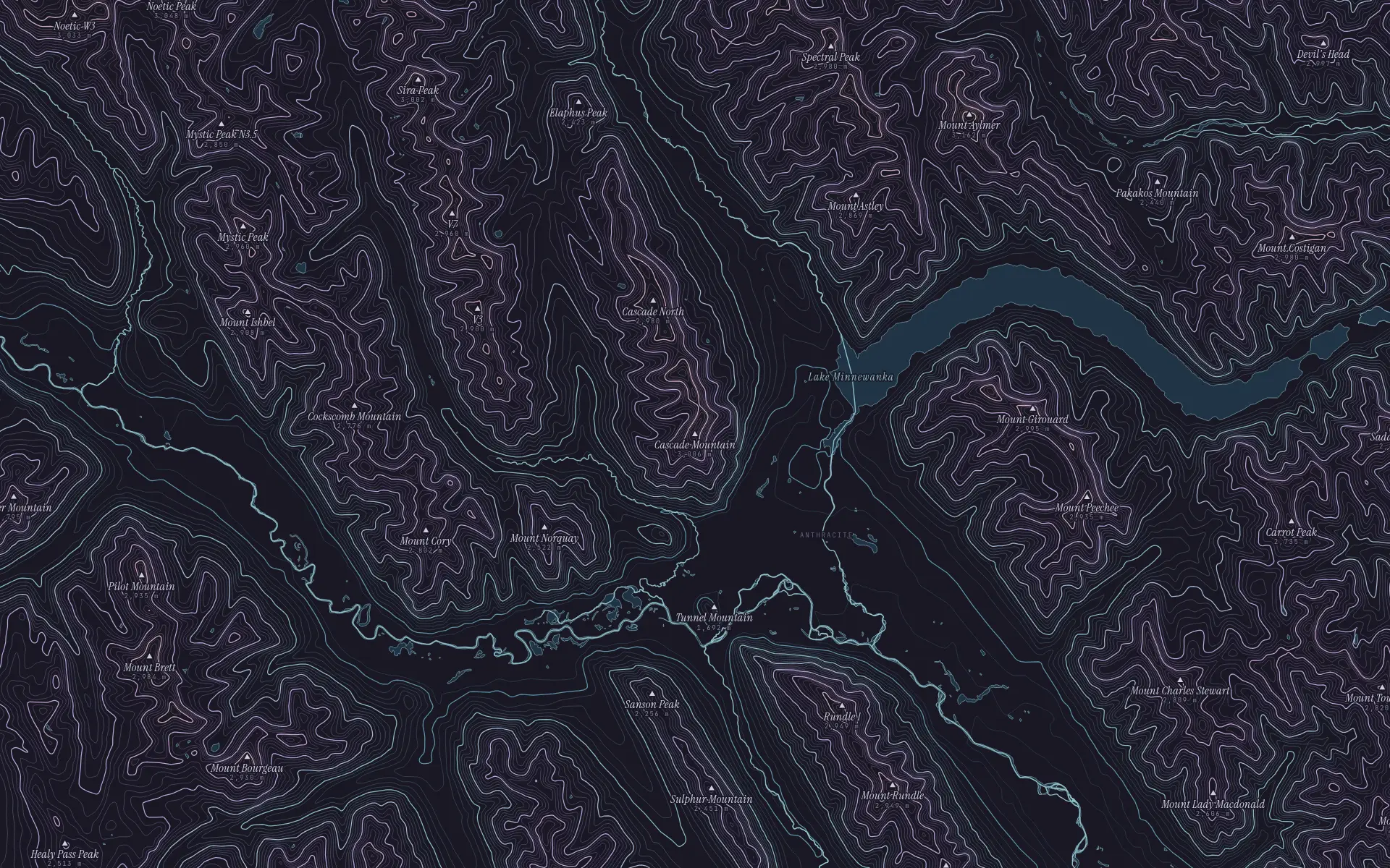 Contour map of Cascade Mountain