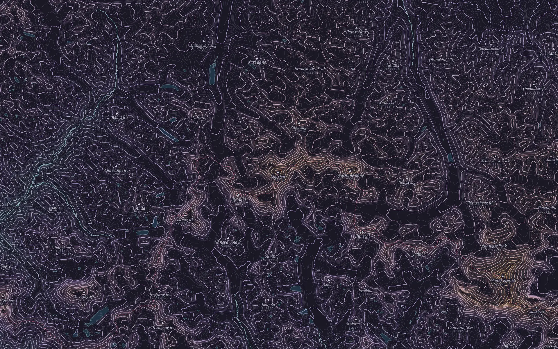 Contour map of Cho Oyu