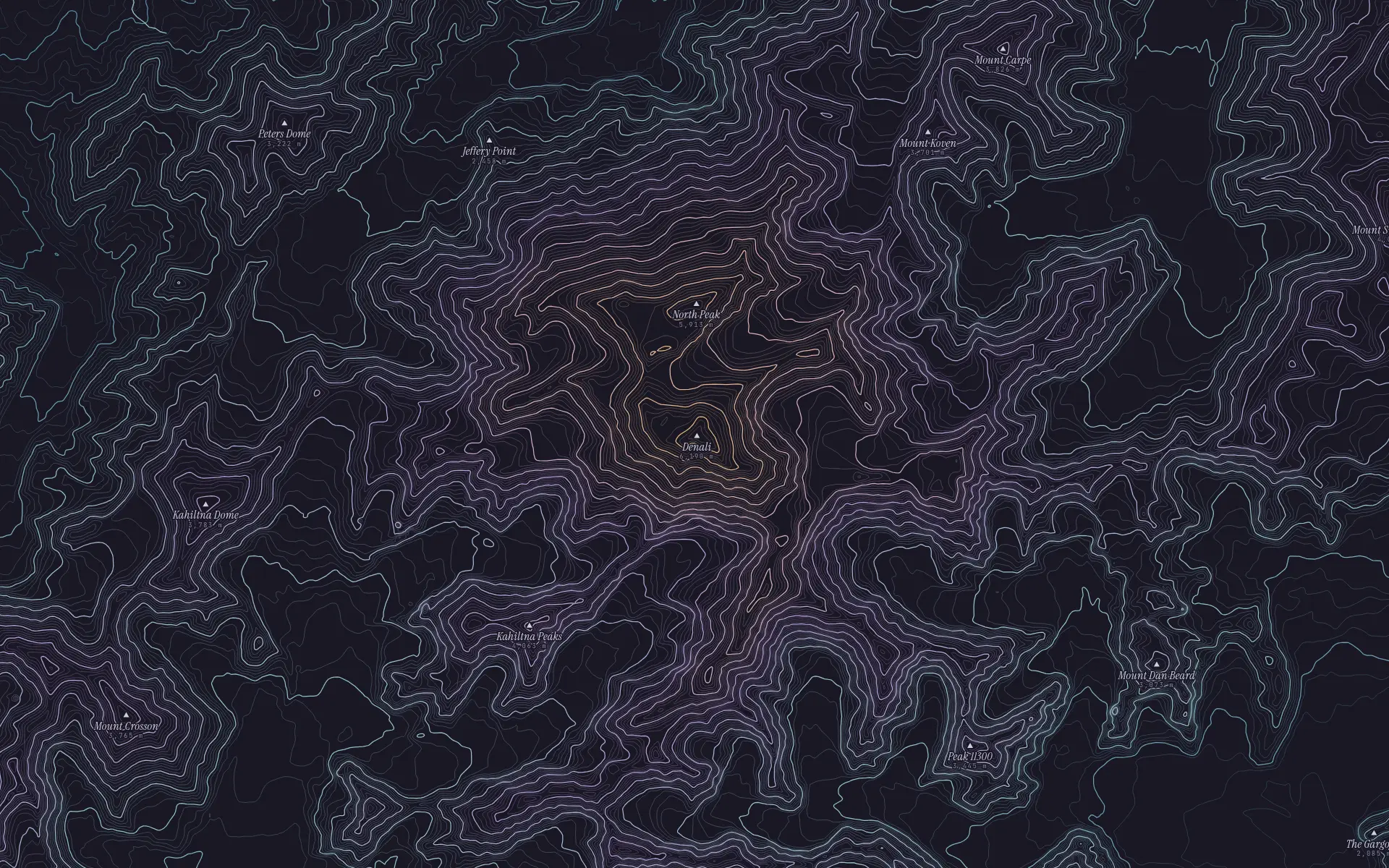 Contour map of Denali