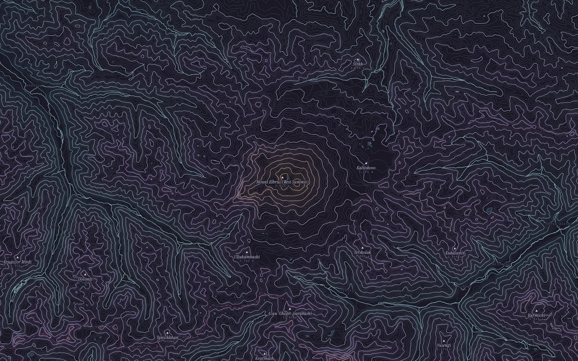 Contour map of Mount Elbrus