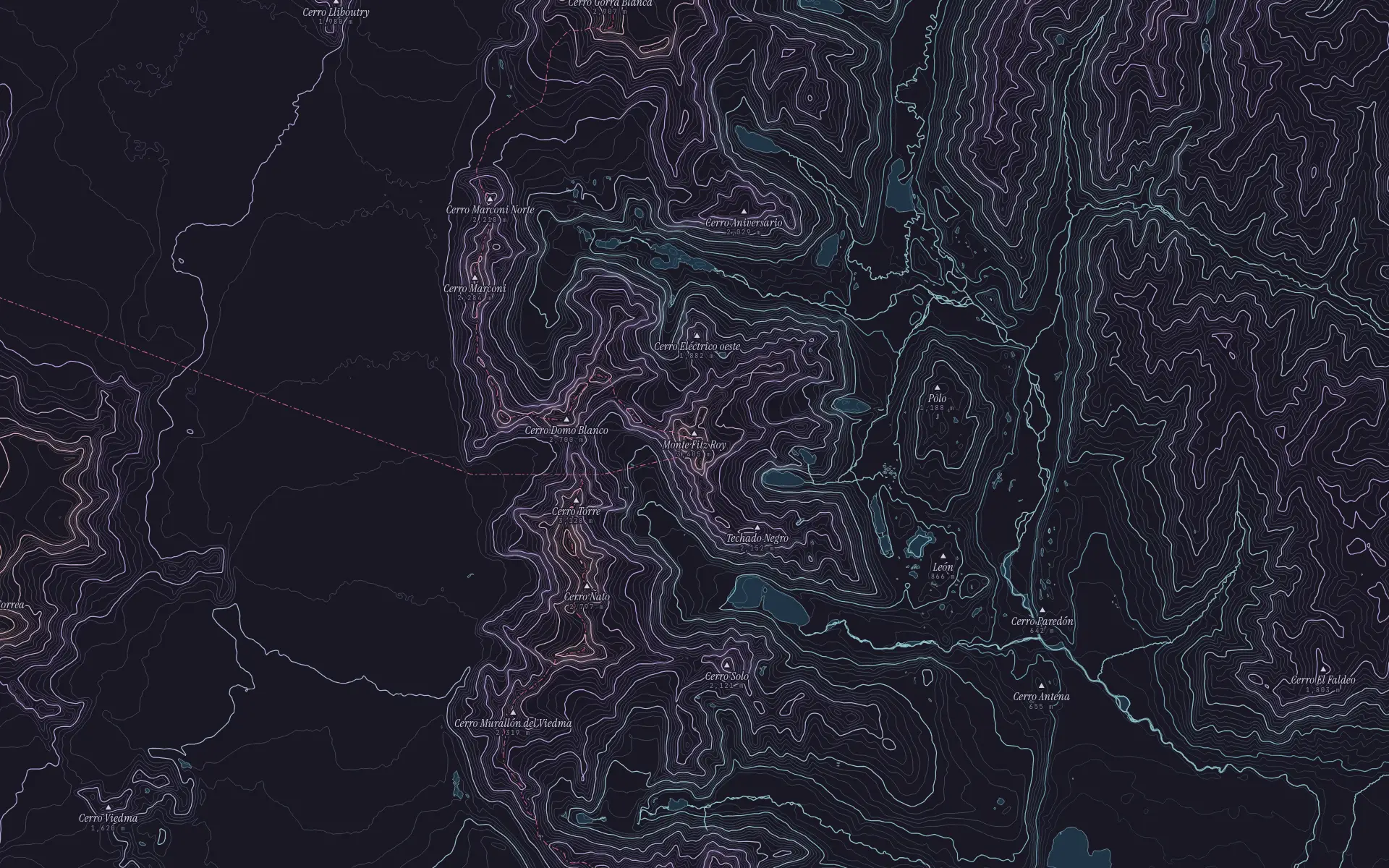 Contour map of Fitz Roy