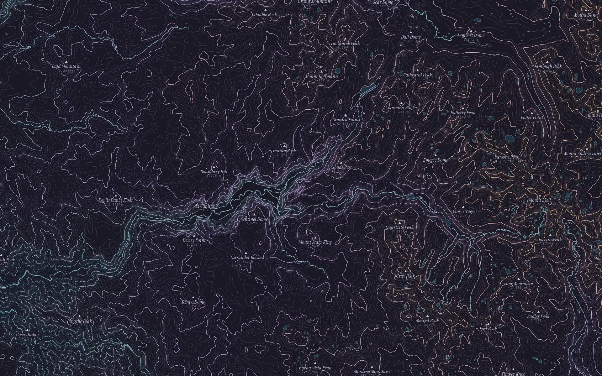 Contour map of Half Dome