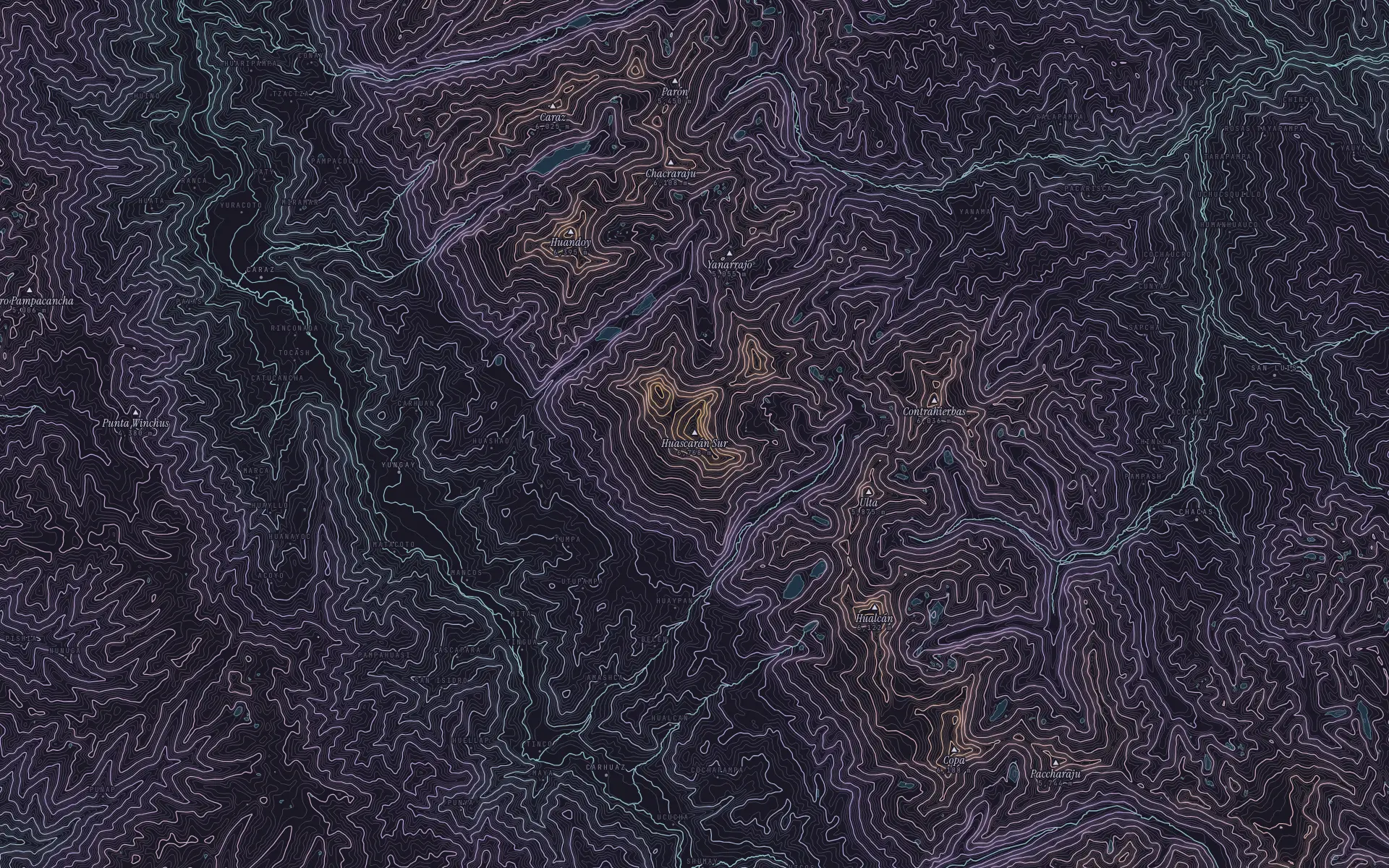 Contour map of Huascarán