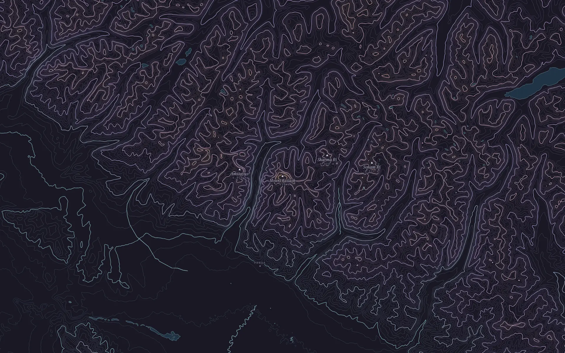 Contour map of Mount Kailash