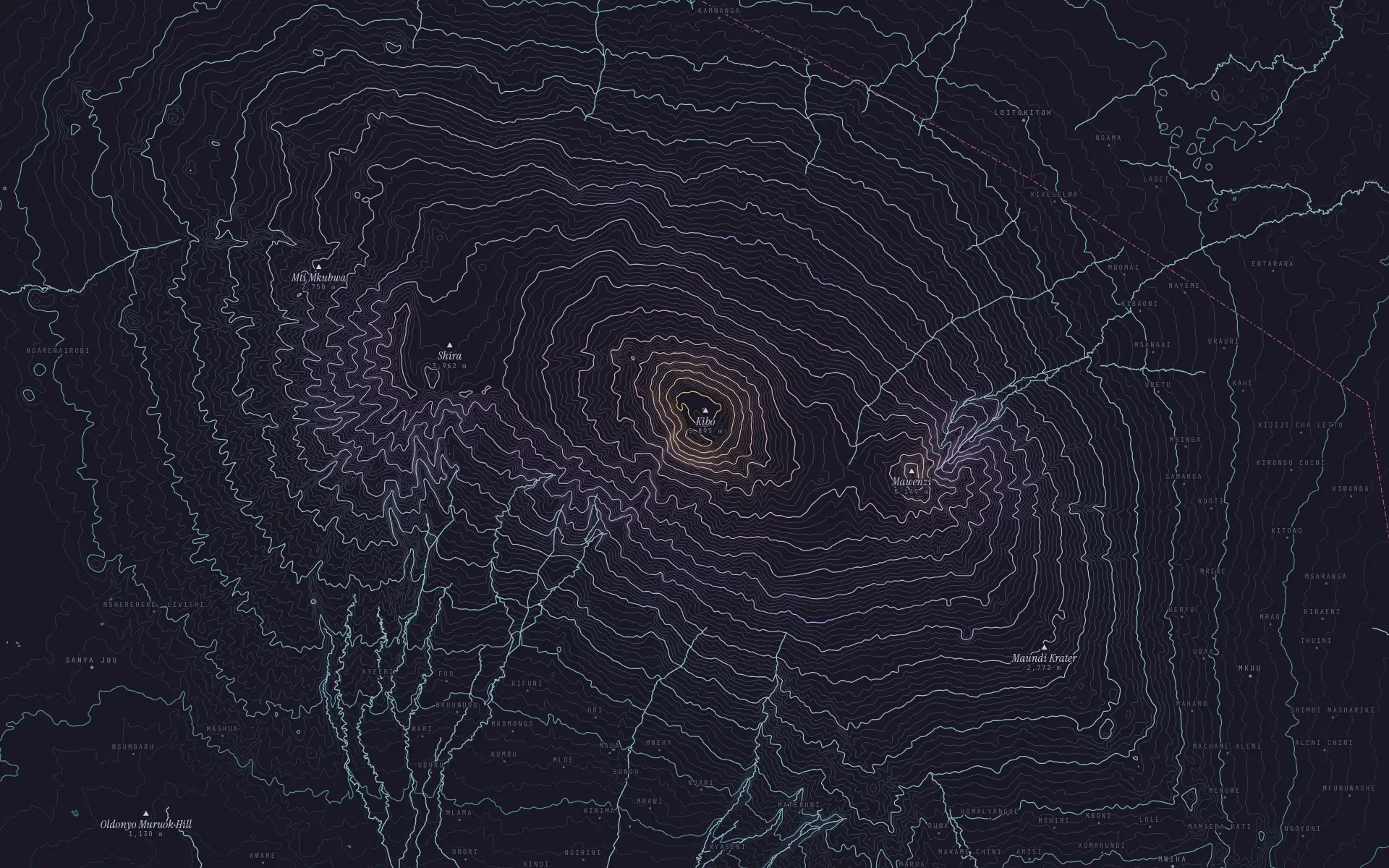 Contour map of Kilimanjaro