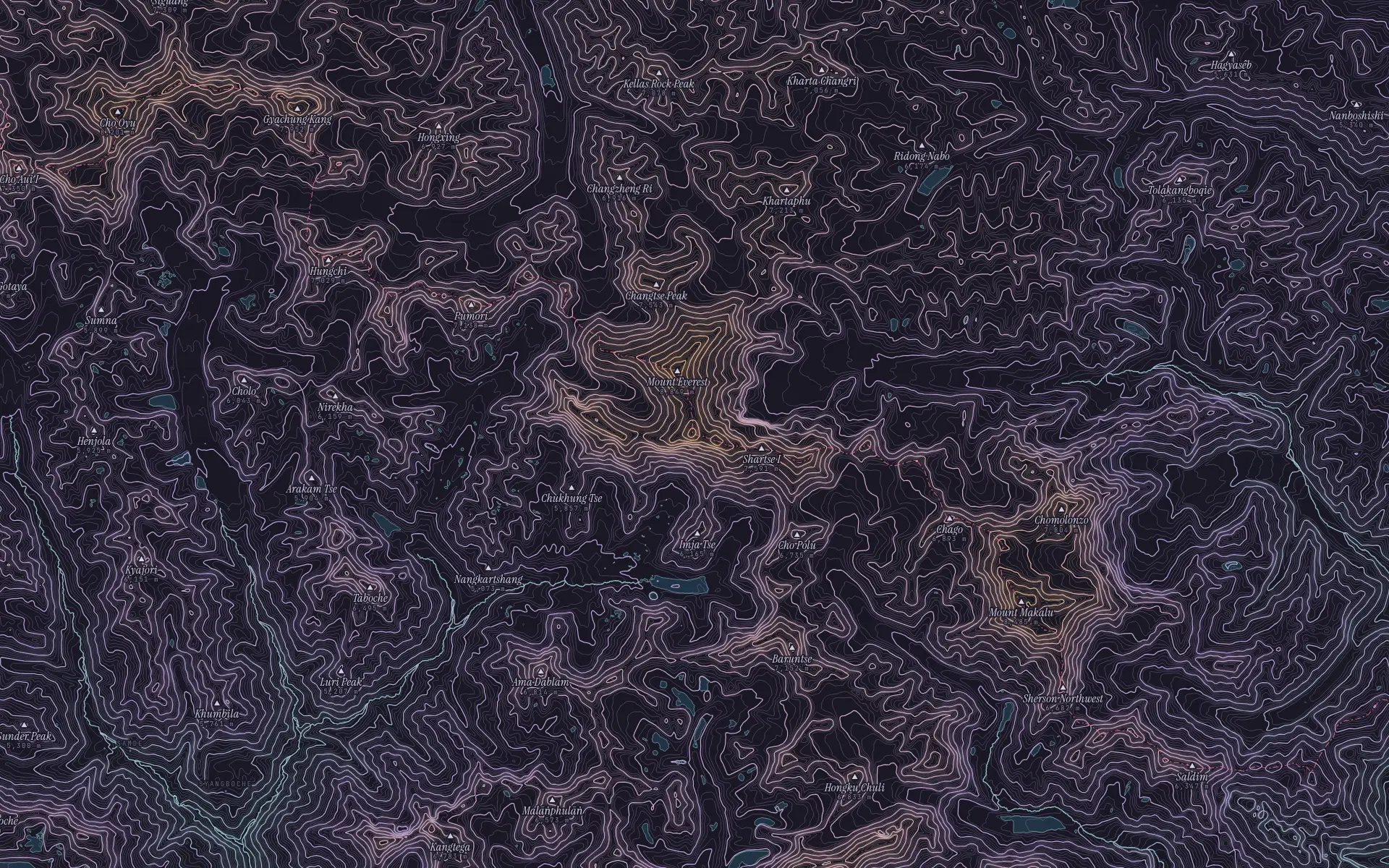 Contour map of Lhotse