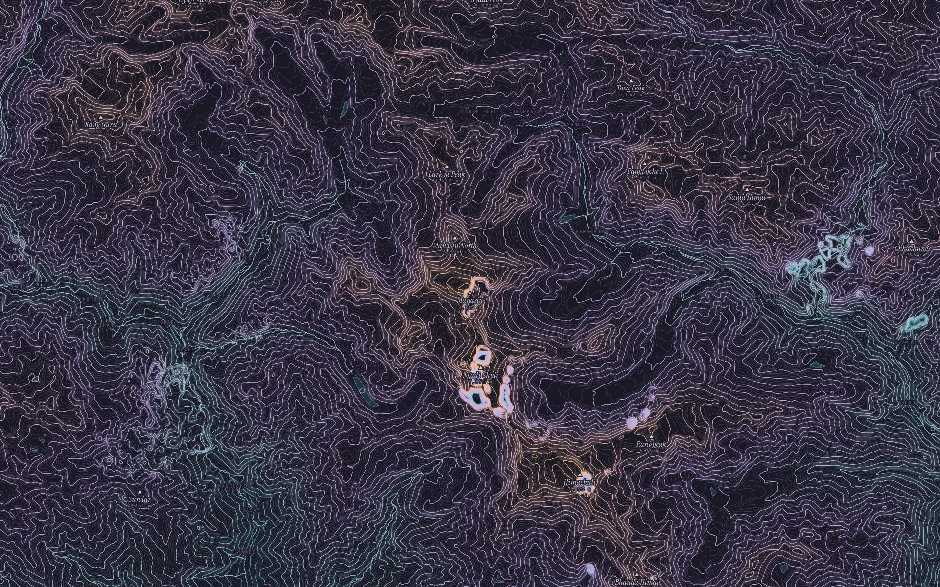 Contour map of Manaslu
