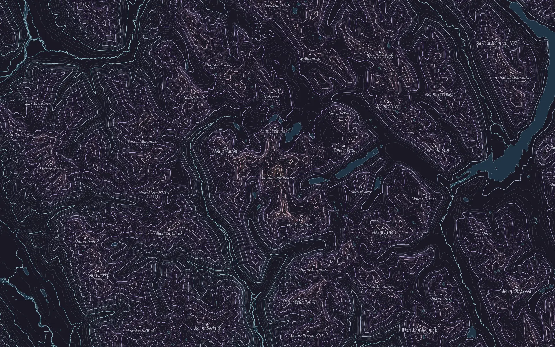 Contour map of Mount Assiniboine
