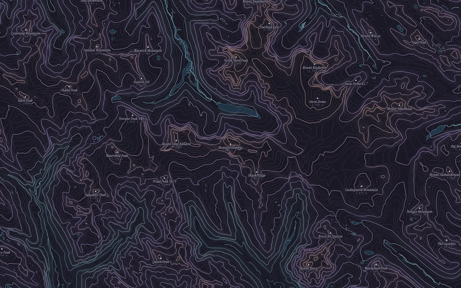 Contour map of Mount Columbia