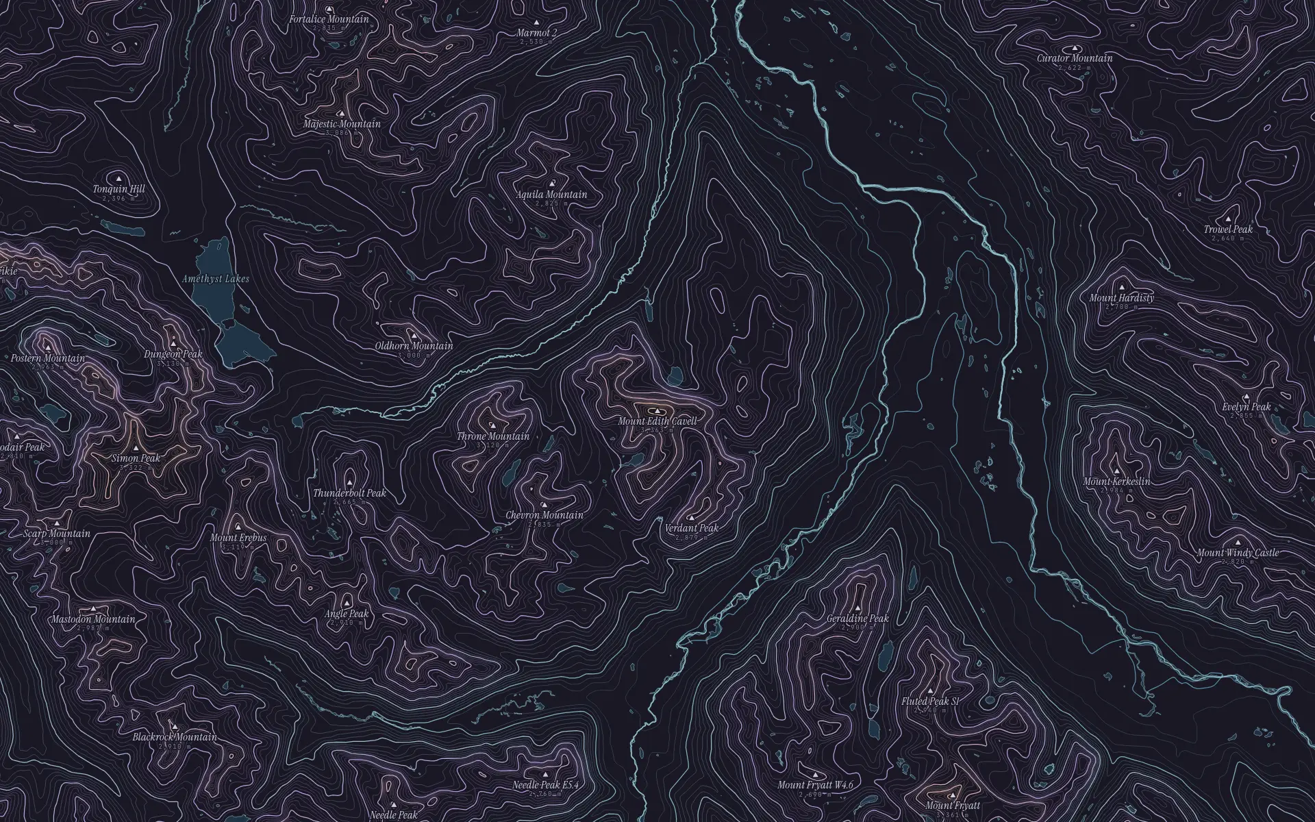 Contour map of Mount Edith Cavell