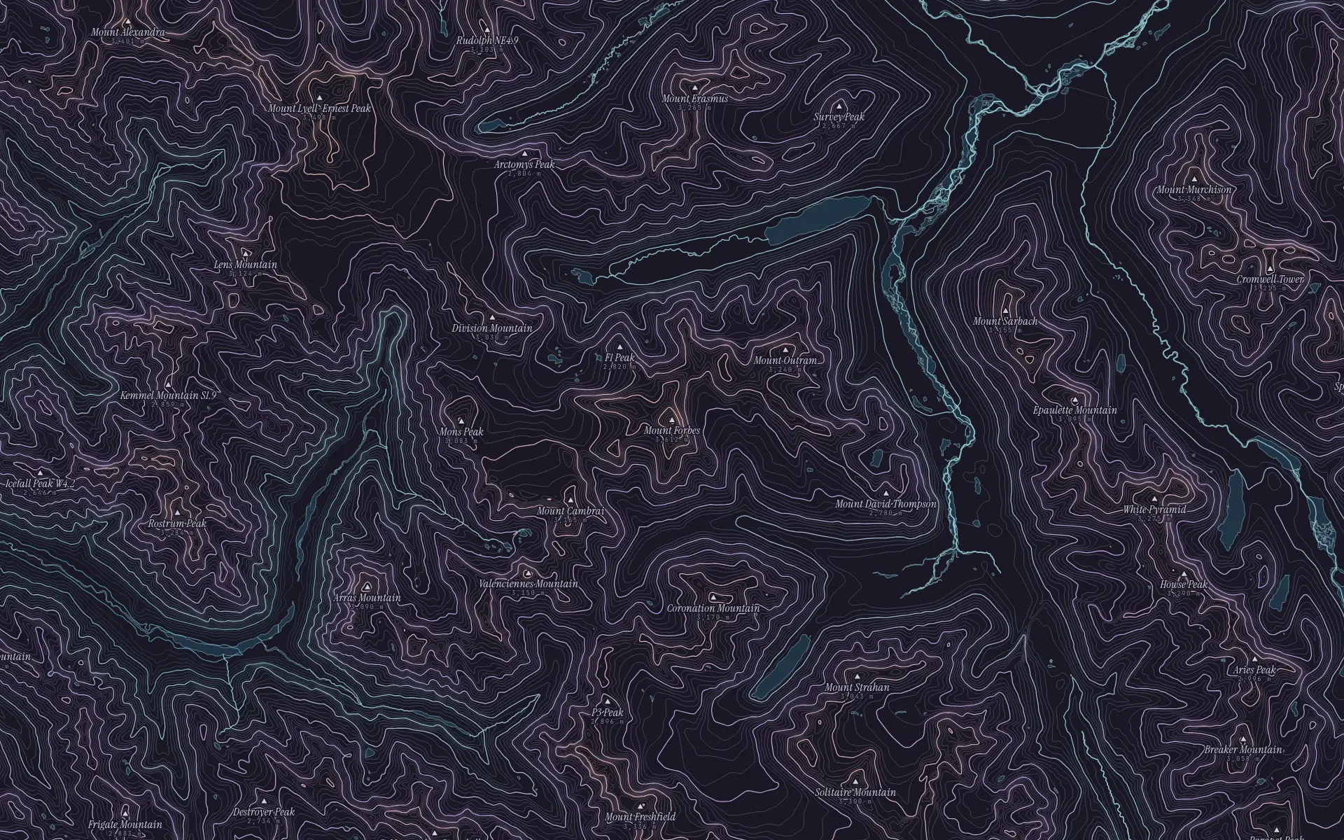 Contour map of Mount Forbes