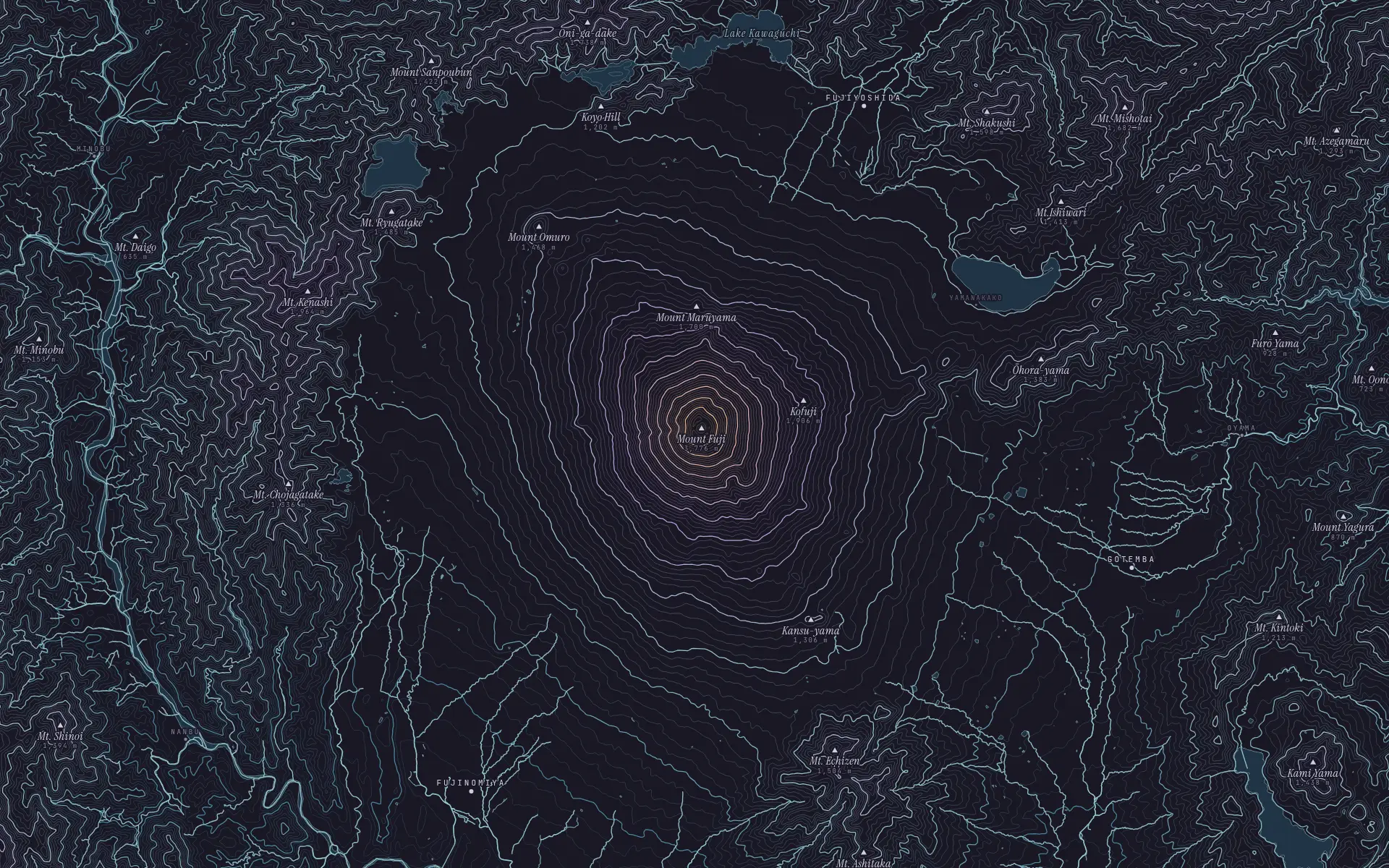 Contour map of Mount Fuji