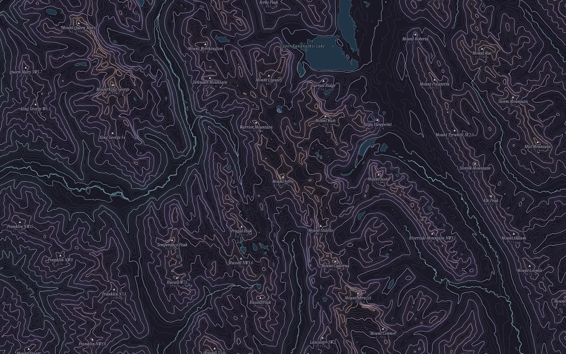Contour map of Mount Joffre