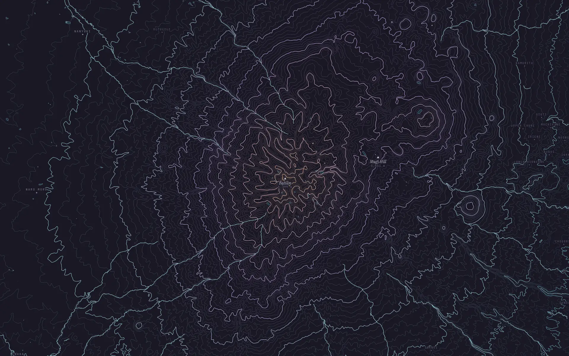 Contour map of Mount Kenya