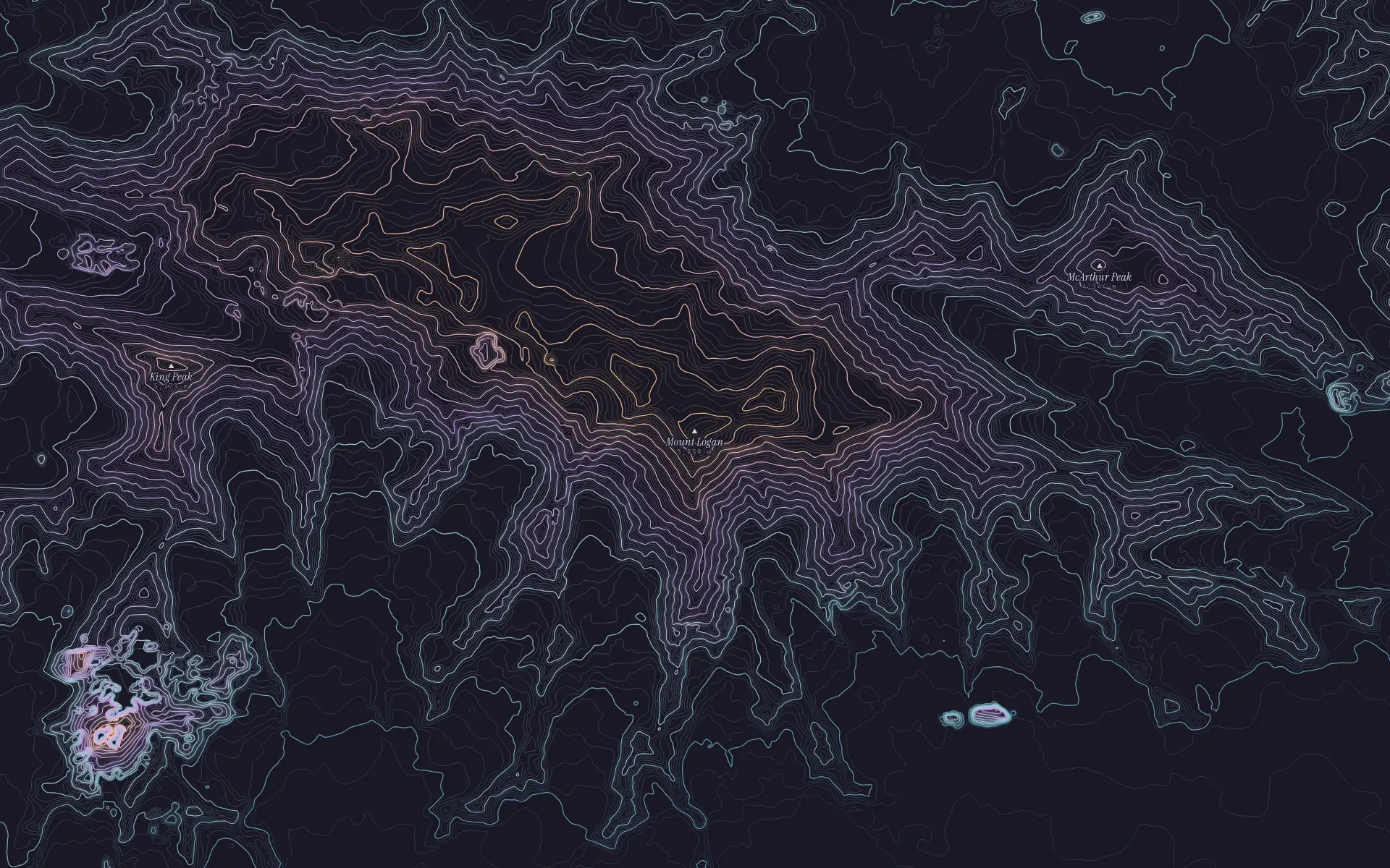 Contour map of Mount Logan