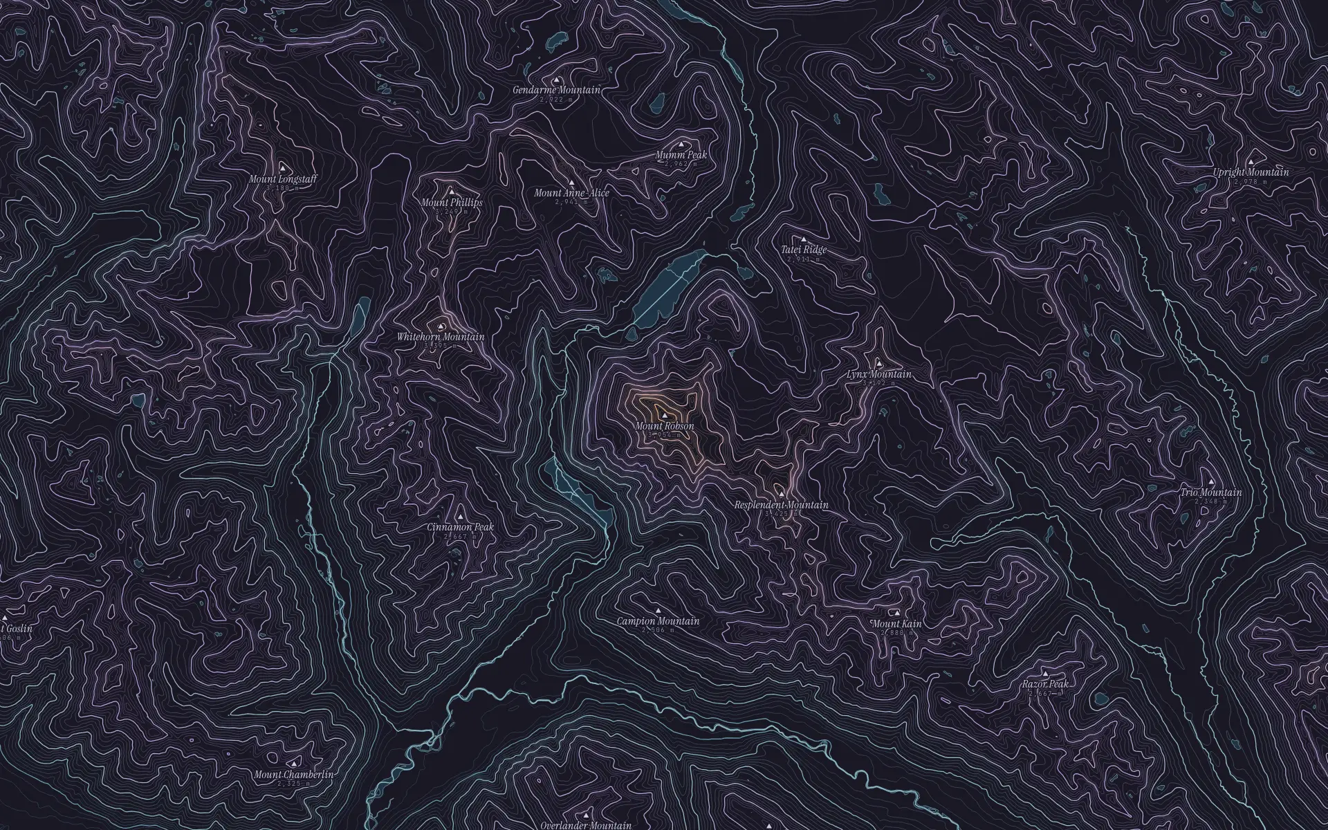 Contour map of Mount Robson