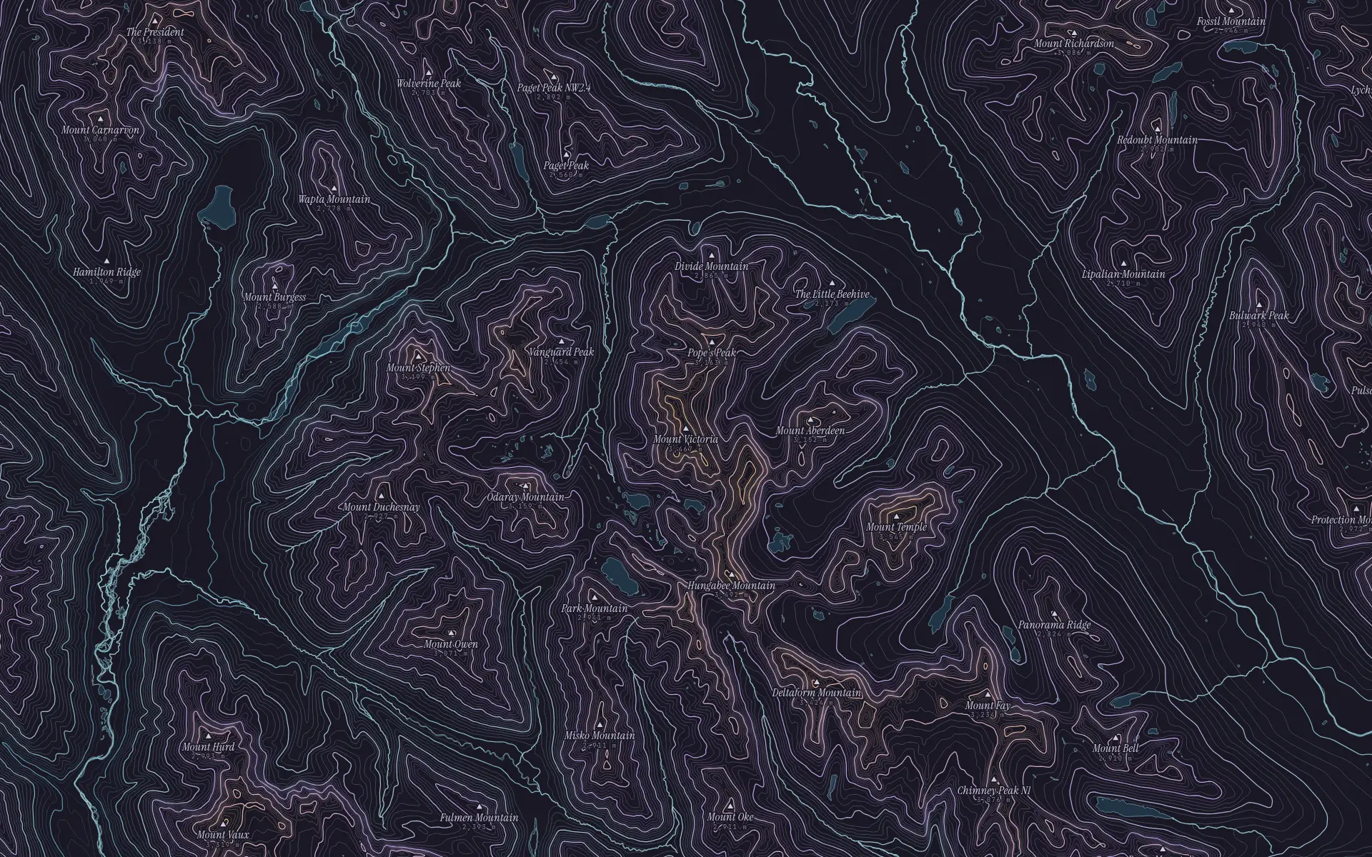 Contour map of Mount Victoria