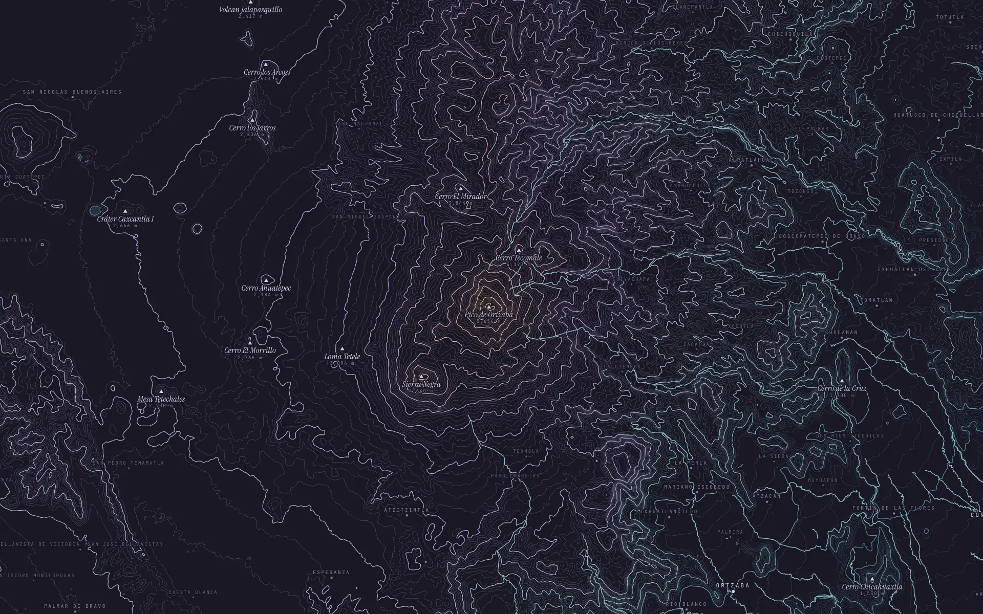 Contour map of Pico de Orizaba