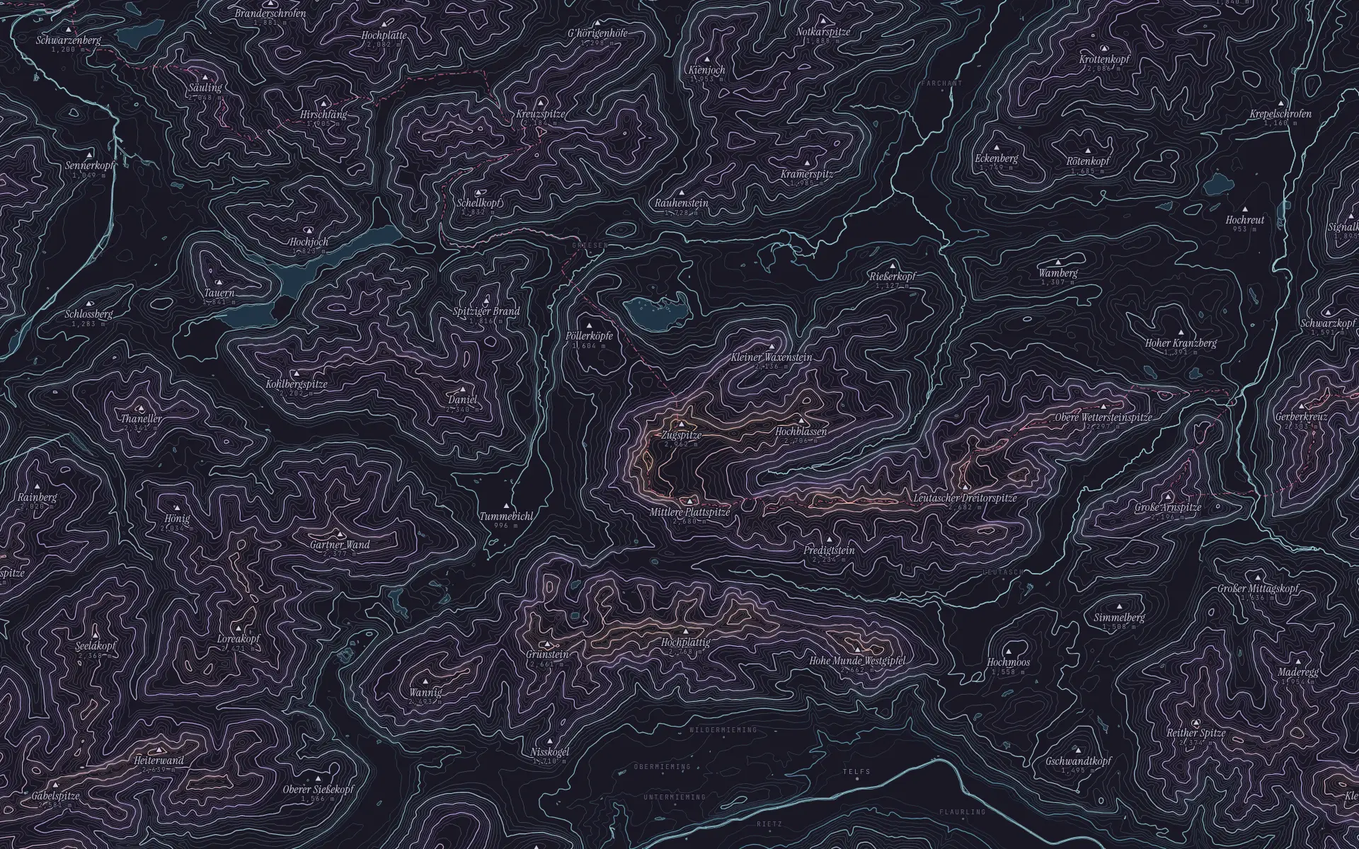 Contour map of Zugspitze